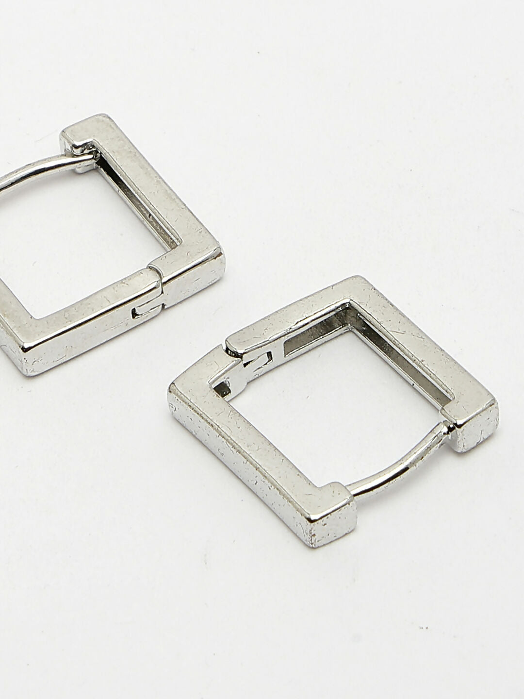 NVR Men's Silver-Plated Geometric Shape Stainless Steel Hoop Earrings - Grab2buy