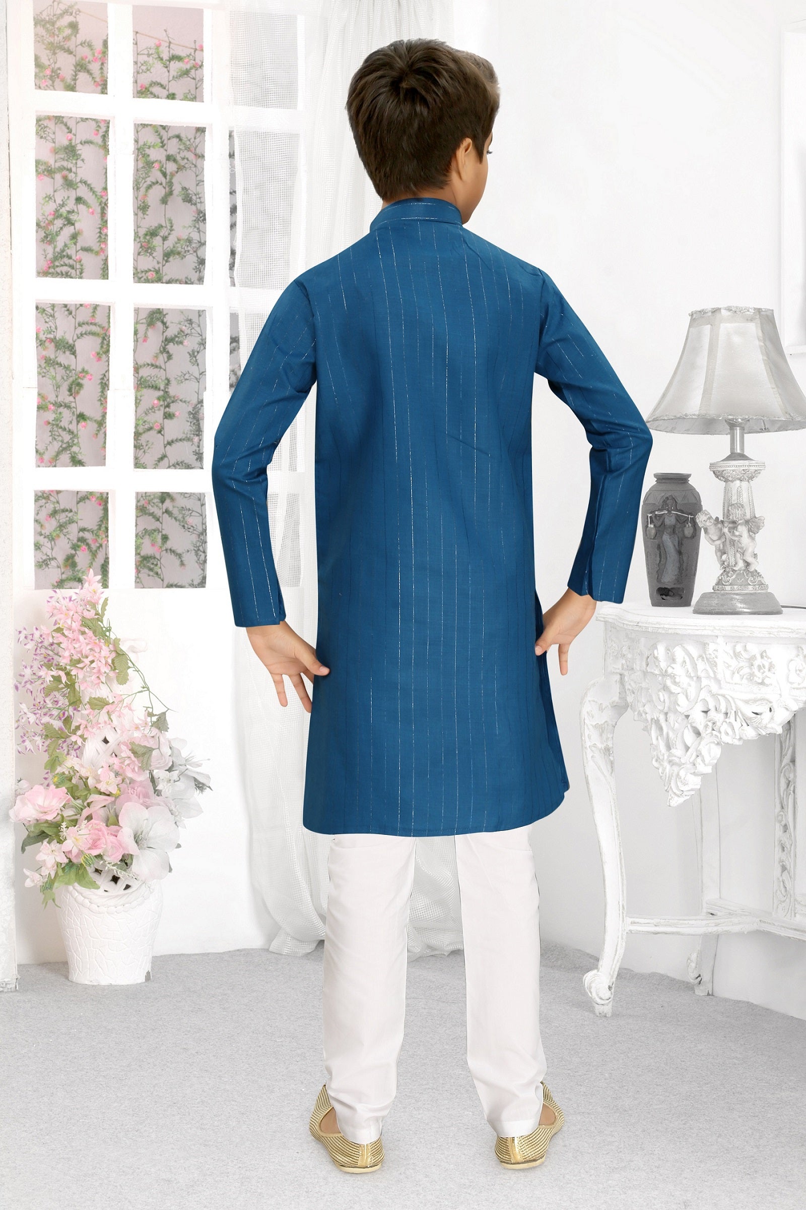 Neera Trendz Rama Cotton Blend Lining Work Kid's Kurta With Pyjama
