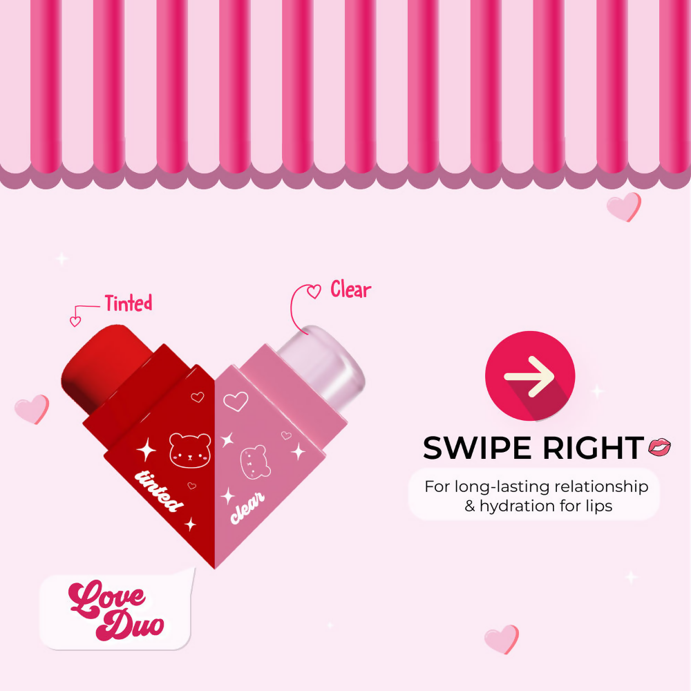 Blue Heaven Love Duo 2-In-1 Clear & Tinted Lip Balm - Hunbun (Clear+ Cherry)