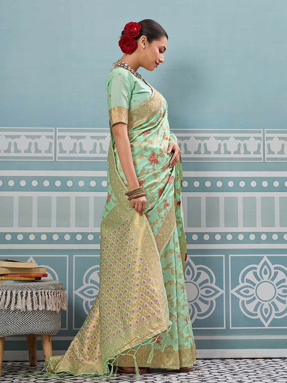 Shree Shyam Fashion Pista Silk Saree