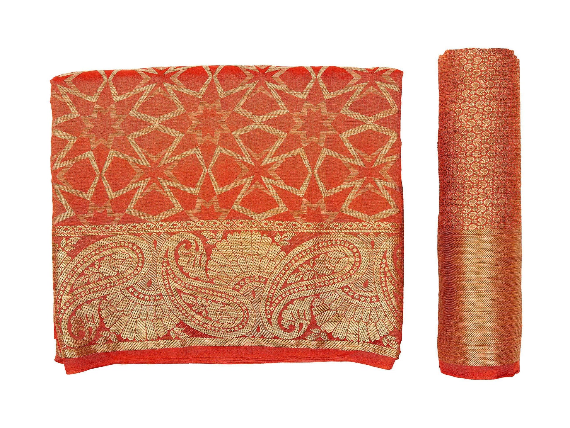 Mimosa Women's Rust Orange Patola Art Silk Saree