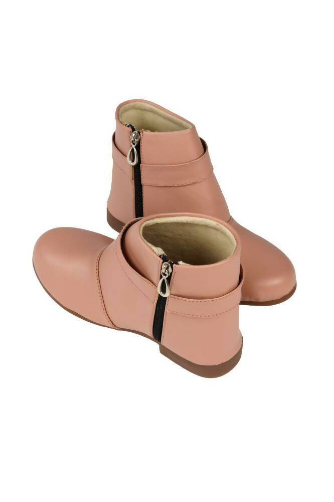 Tiny Bugs Girls Buckle Embellished Peach Ankle Length Boots  Grab2Buy Tiny Bugs Grab2Buy