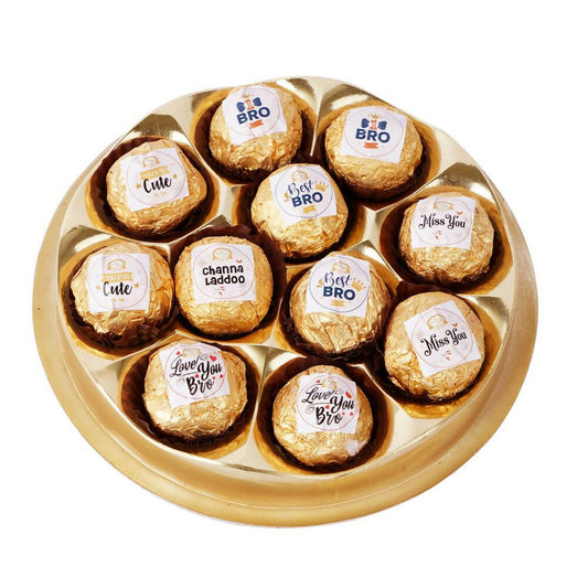 Ghasitaram Round Box Of 11 Channa Laddoos with Captions 