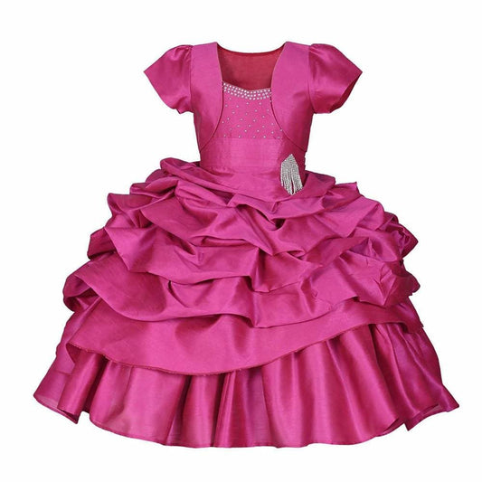 Asmaani Baby Girl's Pink Colour Satin A-Line Maxi Full Length Dress (AS-DRESS_22118) - Grab2buy