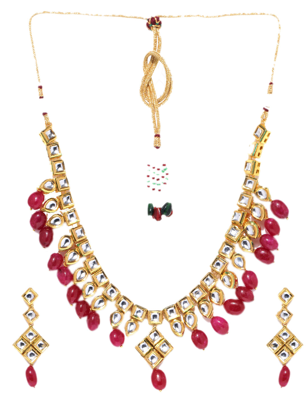 Priyaasi Women Kundan Ruby Gold Plated Jewellery Set - Grab2buy