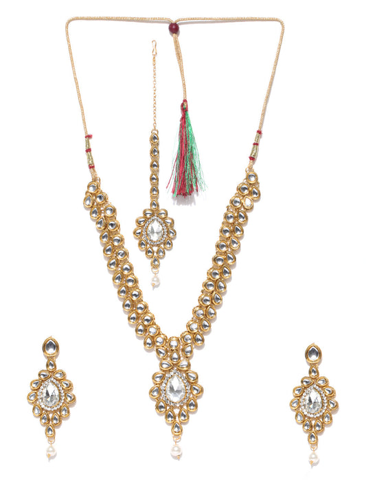 Priyaasi Women Pearls Kundan Gold Plated Jewellery Set - Grab2buy