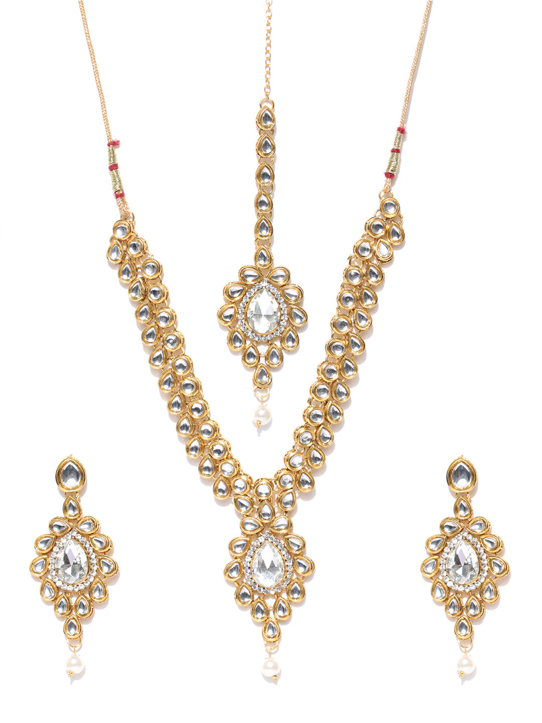 Priyaasi Women Pearls Kundan Gold Plated Jewellery Set - Grab2buy