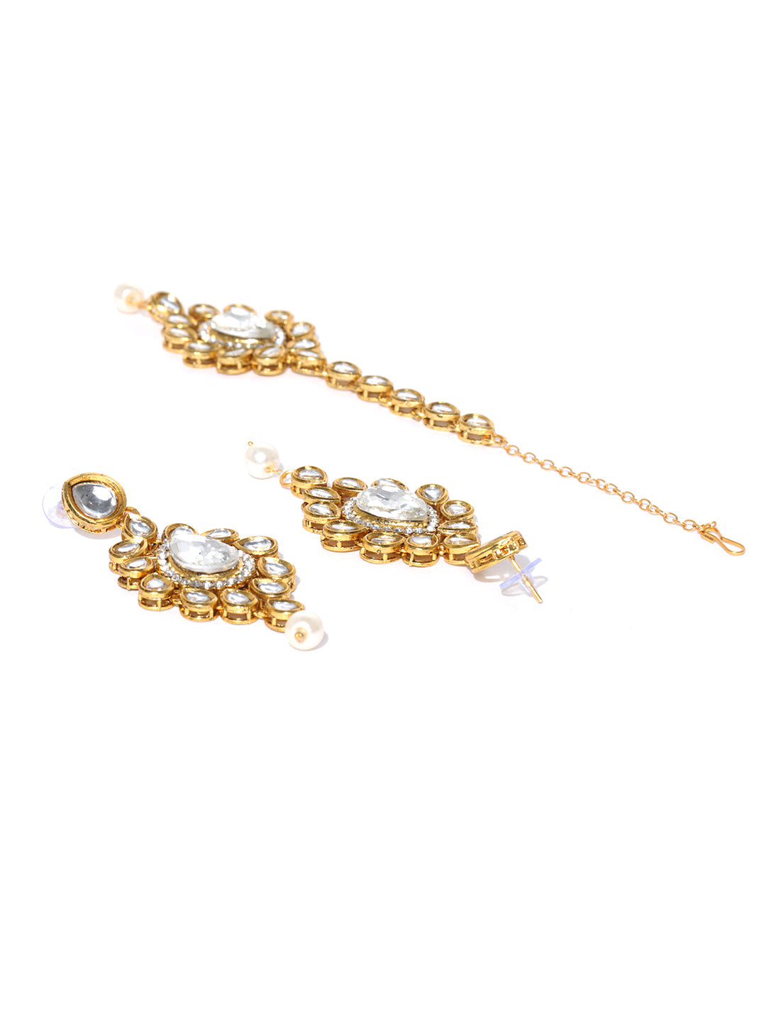 Priyaasi Women Pearls Kundan Gold Plated Jewellery Set - Grab2buy