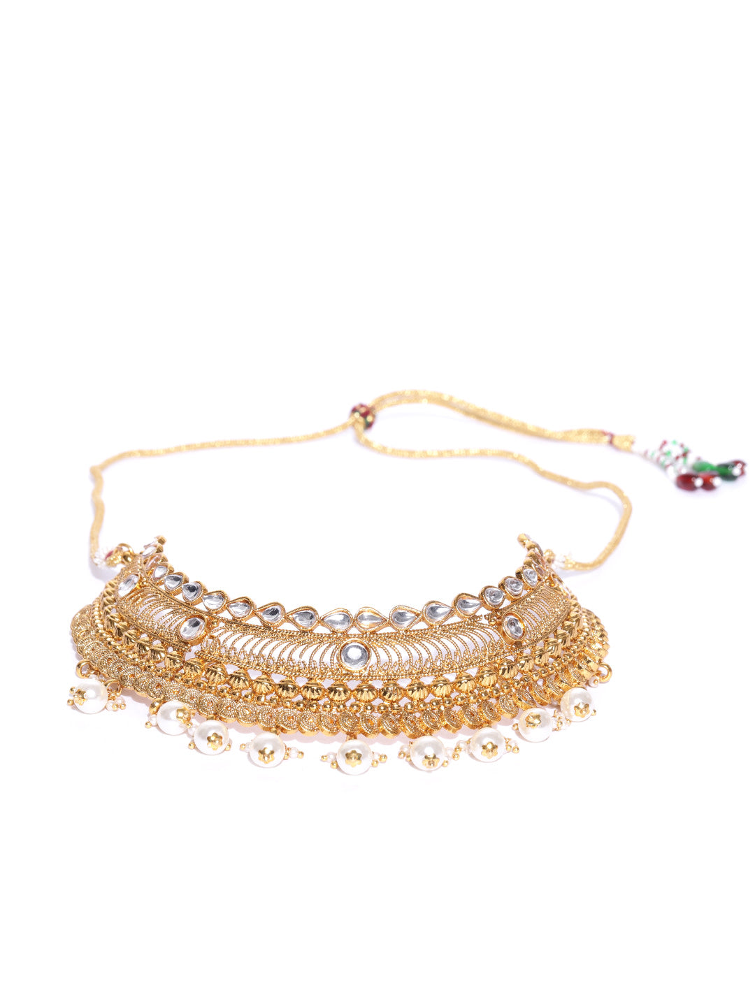 Priyaasi Women Kundan Pearls Gold Plated MaangTika Jewellery Set - Grab2buy