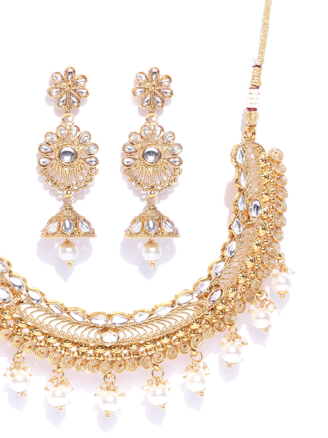 Priyaasi Women Kundan Pearls Gold Plated MaangTika Jewellery Set - Grab2buy