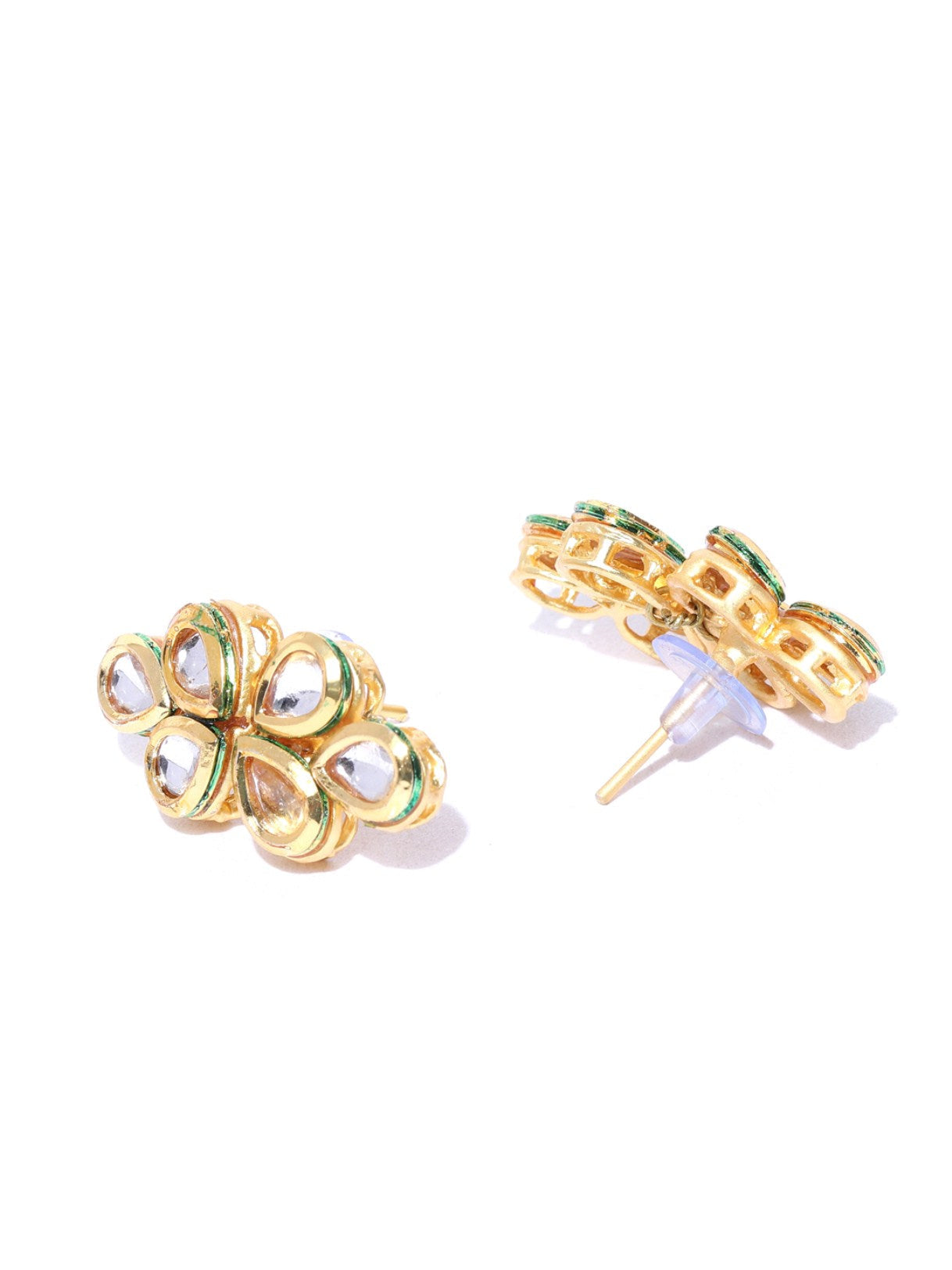 Priyaasi Women Peach Kundan Gold plated Meenakari Jewellery Set - Grab2buy