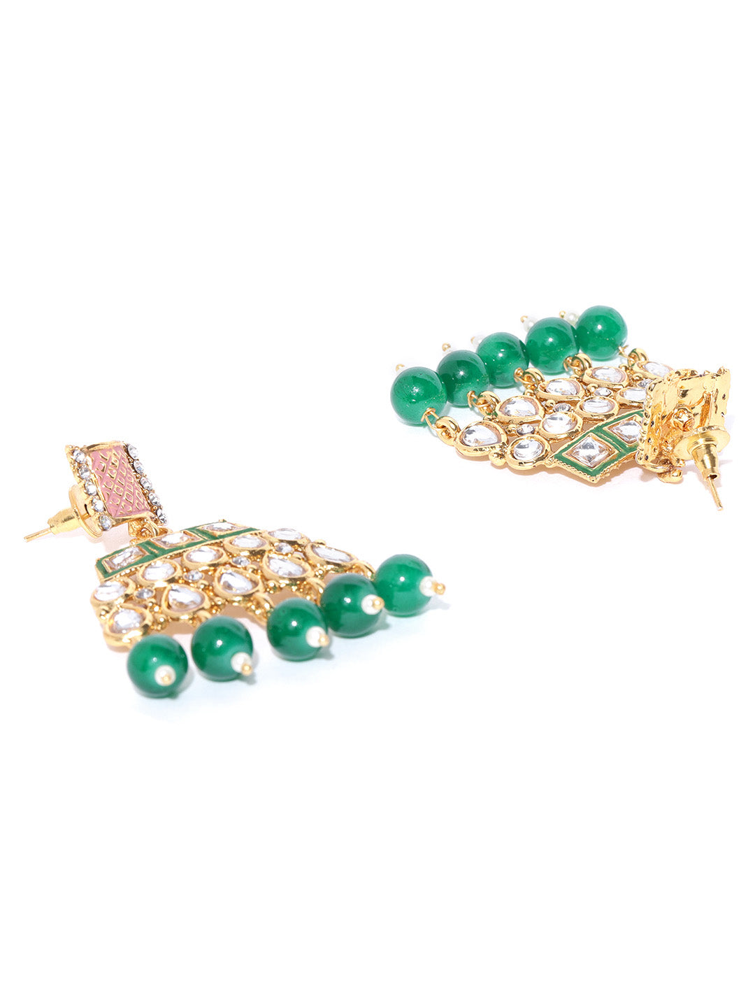Priyaasi Women Emerald Kundan Gold Plated MaangTika Jewellery Set - Grab2buy