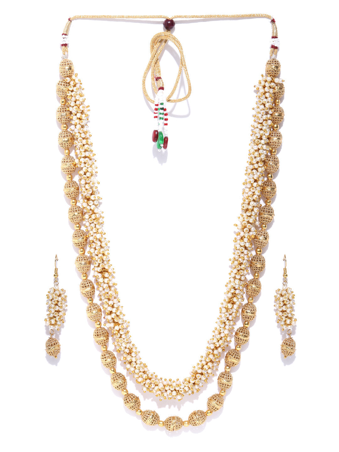 Priyaasi Women White Beads Gold Plated Jewellery Set - Grab2buy