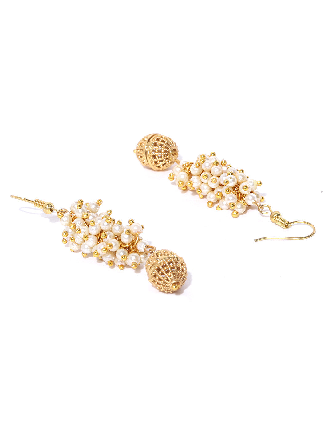 Priyaasi Women White Beads Gold Plated Jewellery Set - Grab2buy