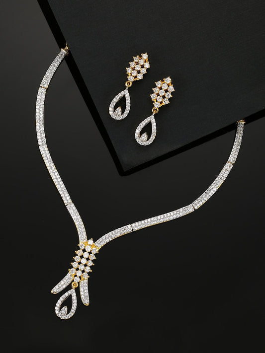Priyaasi Women American Diamond Gold Plated Jewellery Set - Grab2buy