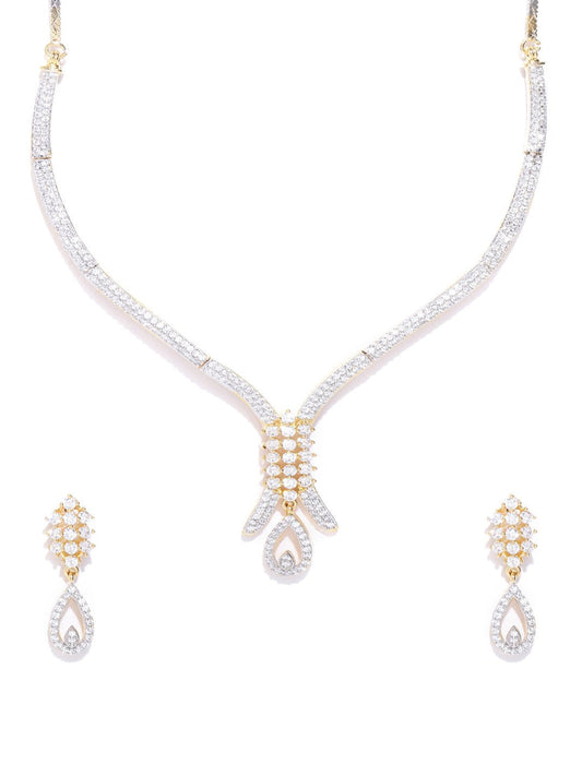 Priyaasi Women American Diamond Gold Plated Jewellery Set - Grab2buy