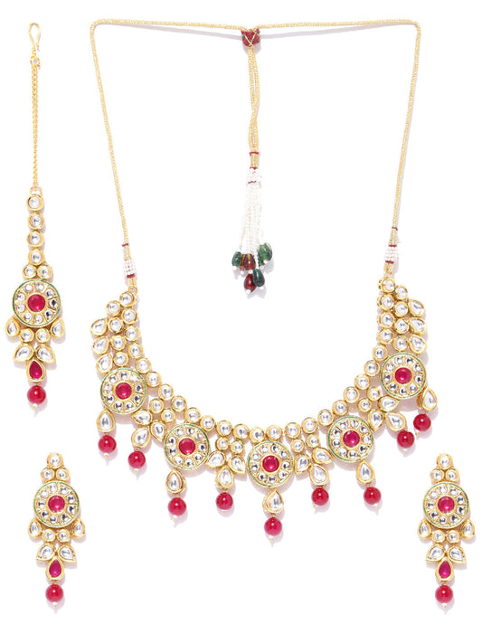 Priyaasi Women Ruby Kundan Gold Plated MaangTika Jewellery Set - Grab2buy