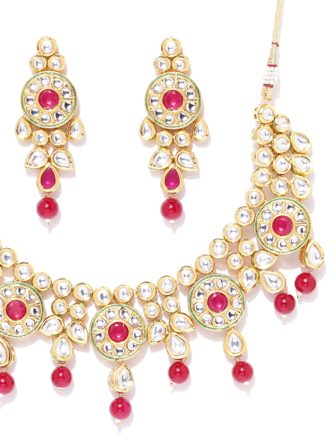 Priyaasi Women Ruby Kundan Gold Plated MaangTika Jewellery Set - Grab2buy