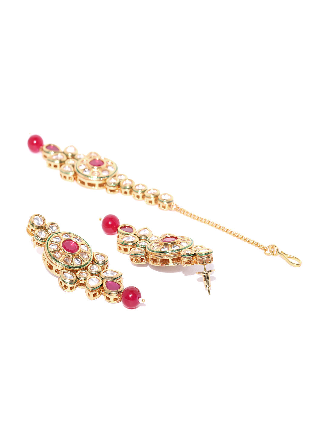 Priyaasi Women Ruby Kundan Gold Plated MaangTika Jewellery Set - Grab2buy