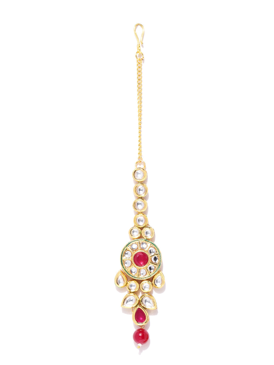 Priyaasi Women Ruby Kundan Gold Plated MaangTika Jewellery Set - Grab2buy