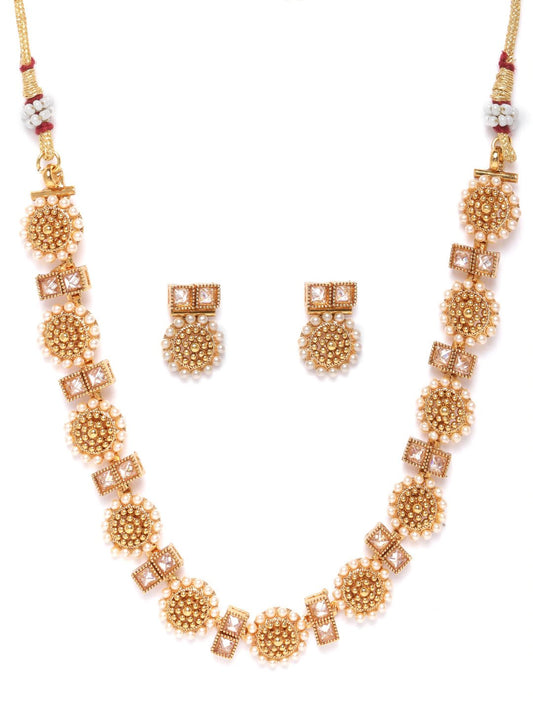 Priyaasi Women Stones Beads Gold Plated Floral Jewellery Set - Grab2buy