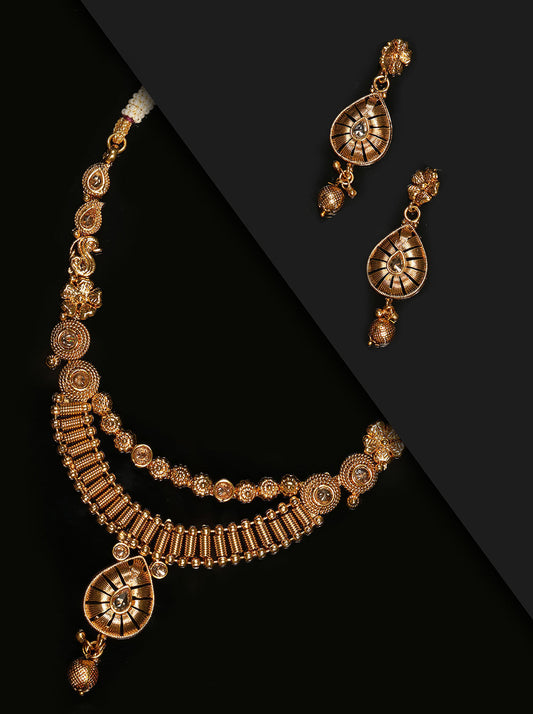 Priyaasi Women Kundan Beads Gold Plated Jewellery Set - Grab2buy
