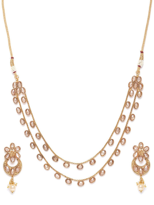 Priyaasi Women Kundan Pearls Gold Plated Layered Jewellery Set - Grab2buy