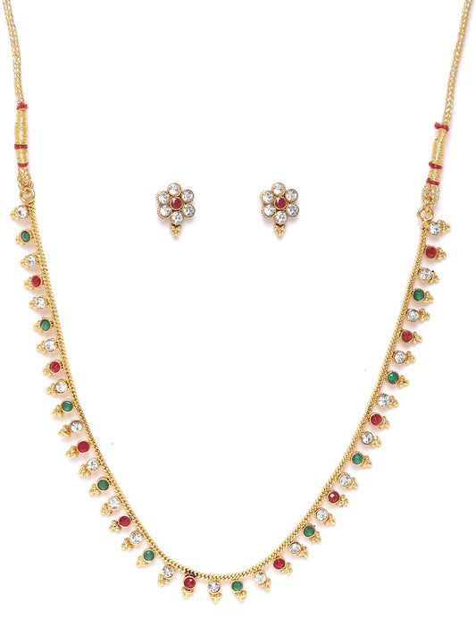 Priyaasi Women Multicolor Stones Gold Plated Jewellery Set - Grab2buy