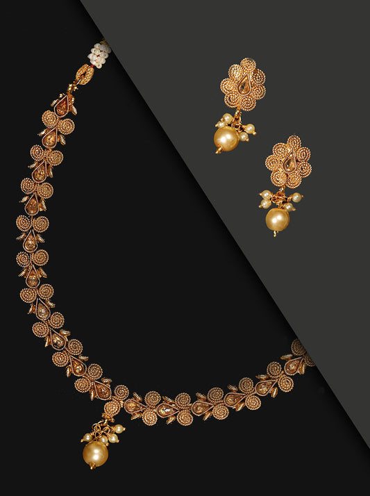 Priyaasi Women Pearls Beads Floral Jewellery Set - Grab2buy