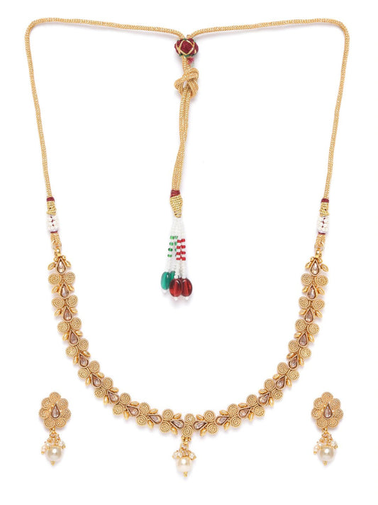 Priyaasi Women Pearls Beads Floral Jewellery Set - Grab2buy
