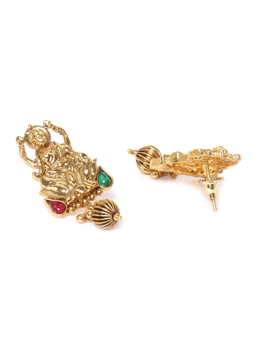 Priyaasi Women Ruby Emerald Beads Gold Plated Temple Jewellery Set - Grab2buy