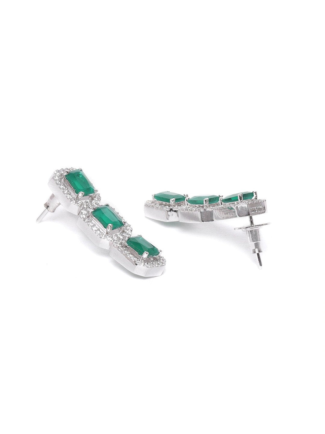 Priyaasi Women Emerald Delight - Green American Diamond Jewellery Set - Grab2buy