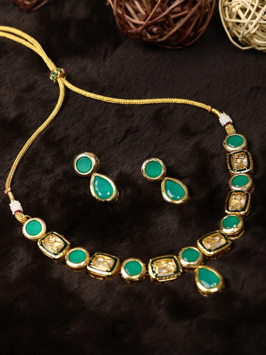 Priyaasi Women Turquoise Blue Stones Jewellery Set - Grab2buy