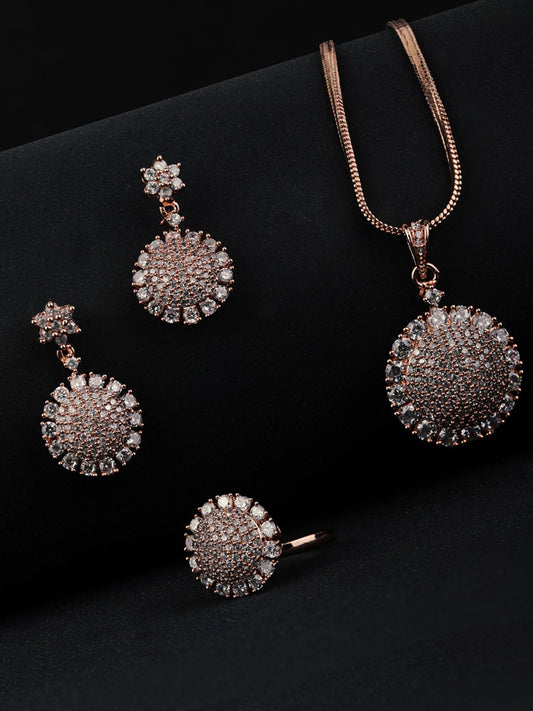Priyaasi Women American Diamond Jewellery Sets with Ring - Grab2buy