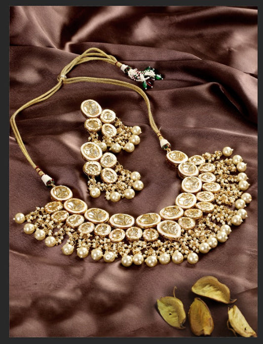 Priyaasi Women Kundan Beads Pearls Gold Plated Traditional Jewellery Set - Grab2buy