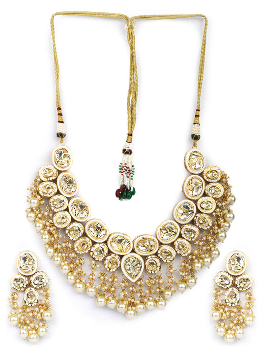 Priyaasi Women Kundan Beads Pearls Gold Plated Traditional Jewellery Set - Grab2buy