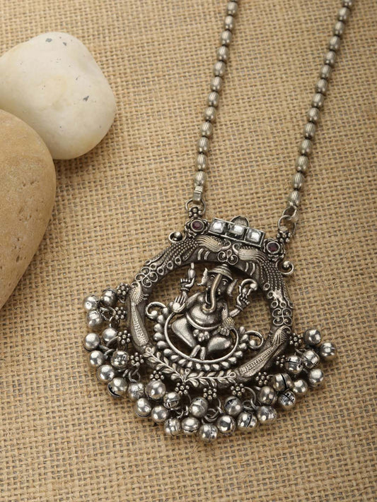 Priyaasi Women Ghungroo Silver Plated Temple Jewellery Set - Grab2buy