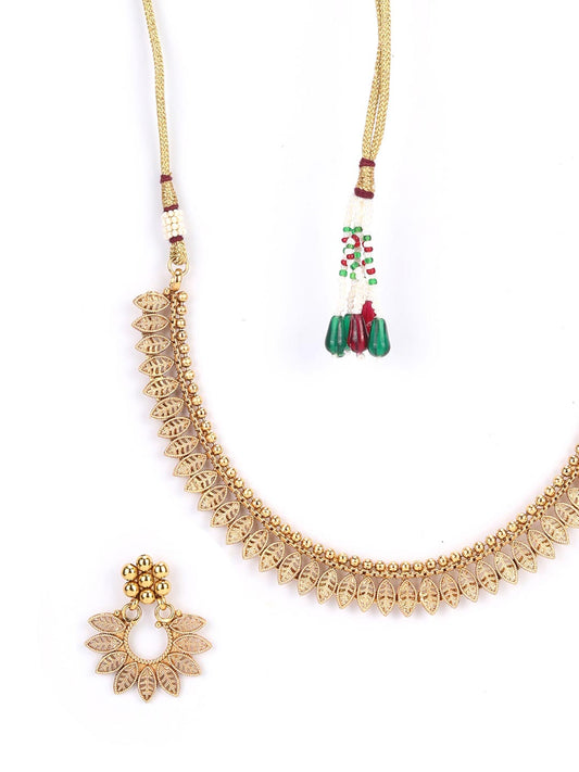 Priyaasi Women Gold Plated Leaf Patterned Jewellery Set - Grab2buy
