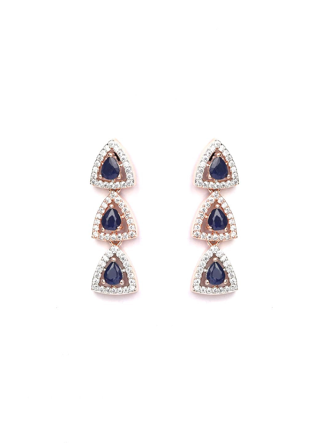 Priyaasi Women Blue American Diamond Rose Gold-Plated Jewellery Set - Grab2buy