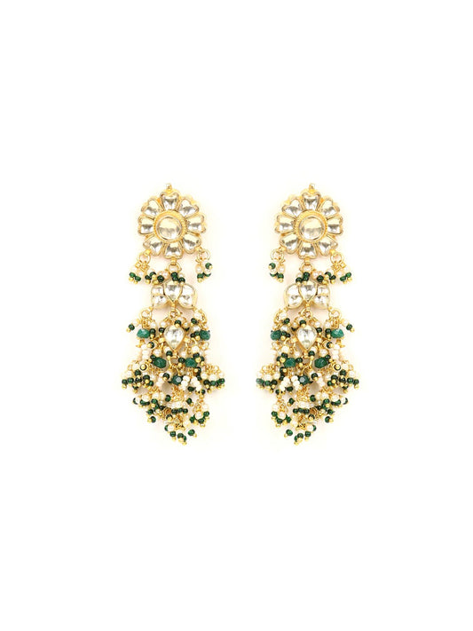 Priyaasi Women White Beads Pachi Kundan Gold Plated Jewellery Set - Grab2buy
