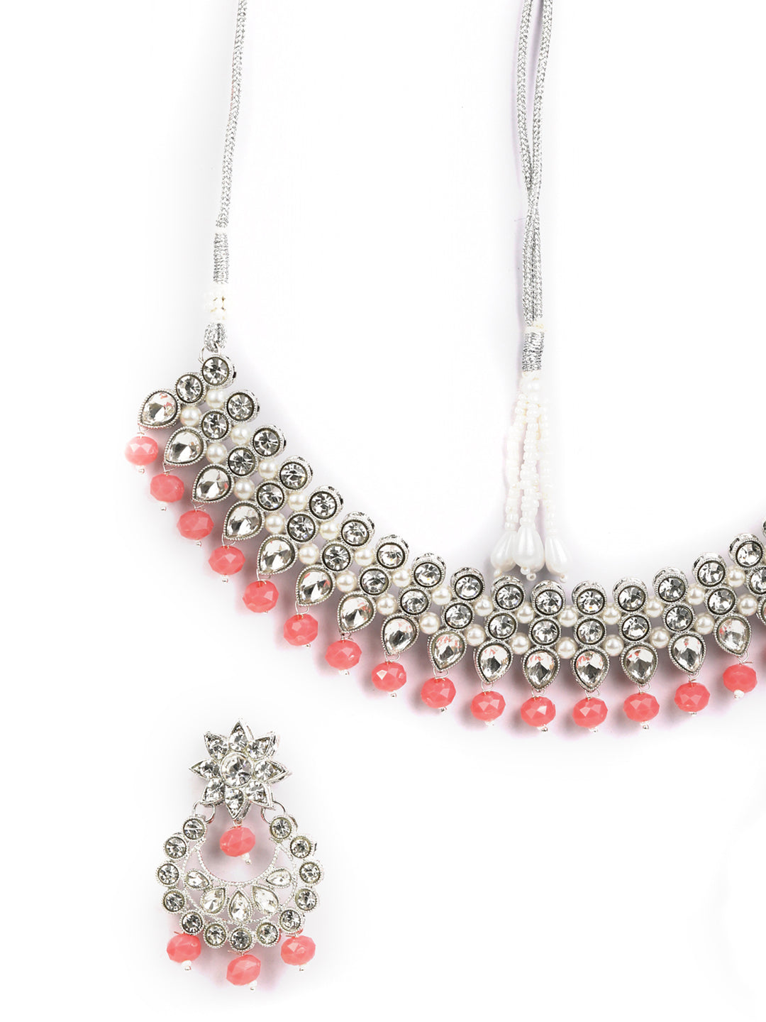 Priyaasi Women Orange Silver-Plated Jewellery Sets - Grab2buy