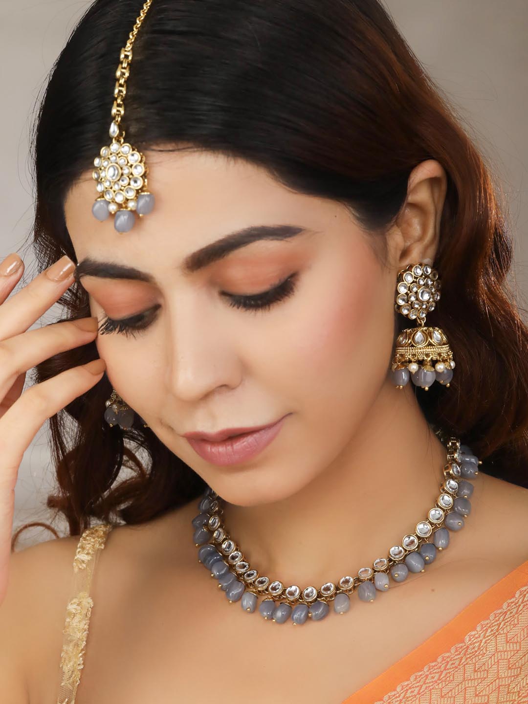 Priyaasi Women Kundan Gold Plated Jewellery Set with MaangTikka - Grab2buy