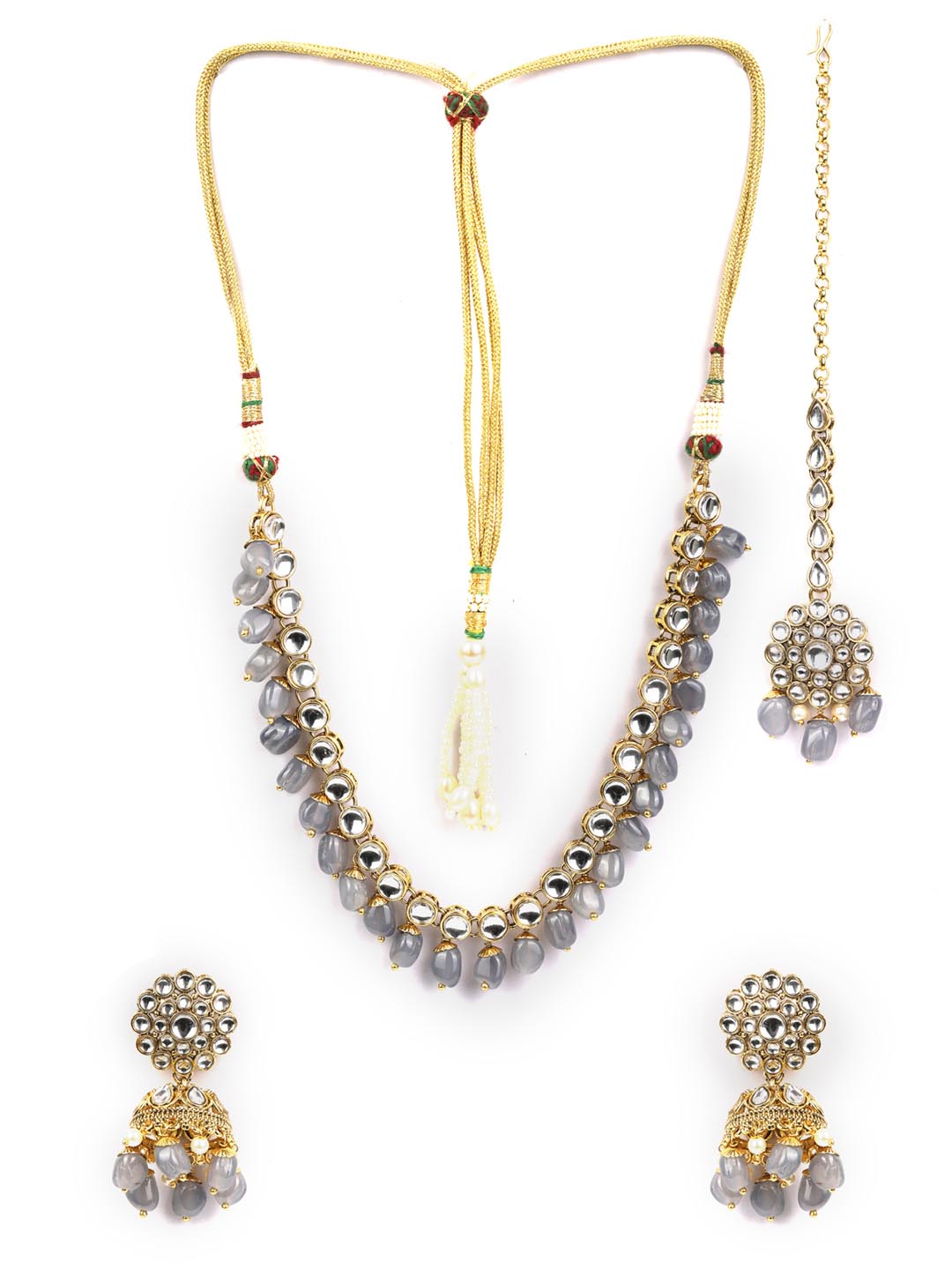 Priyaasi Women Kundan Gold Plated Jewellery Set with MaangTikka - Grab2buy
