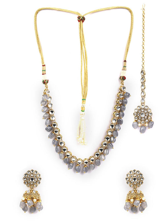 Priyaasi Women Kundan Gold Plated Jewellery Set with MaangTikka - Grab2buy