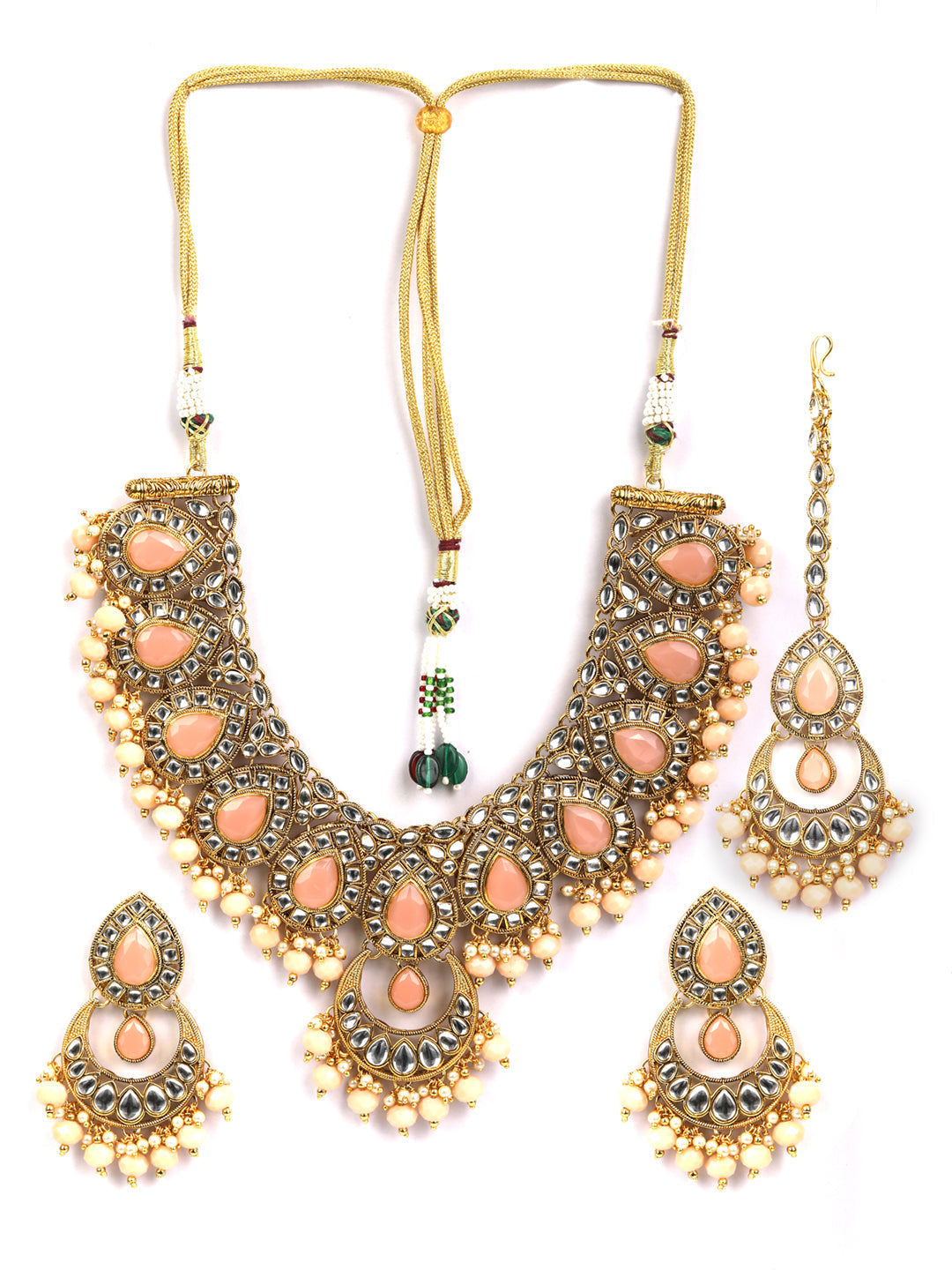 Priyaasi Women Pink Gold Plated Jewellery Set - Grab2buy