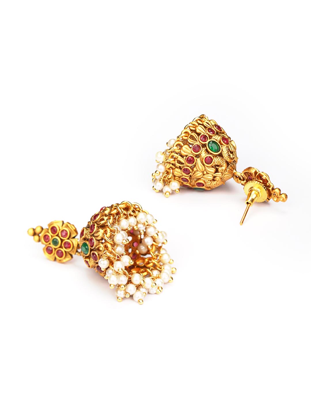 Priyaasi Women Multi-Color Kemp Stones Gold Plated Peacock Jewellery Set - Grab2buy