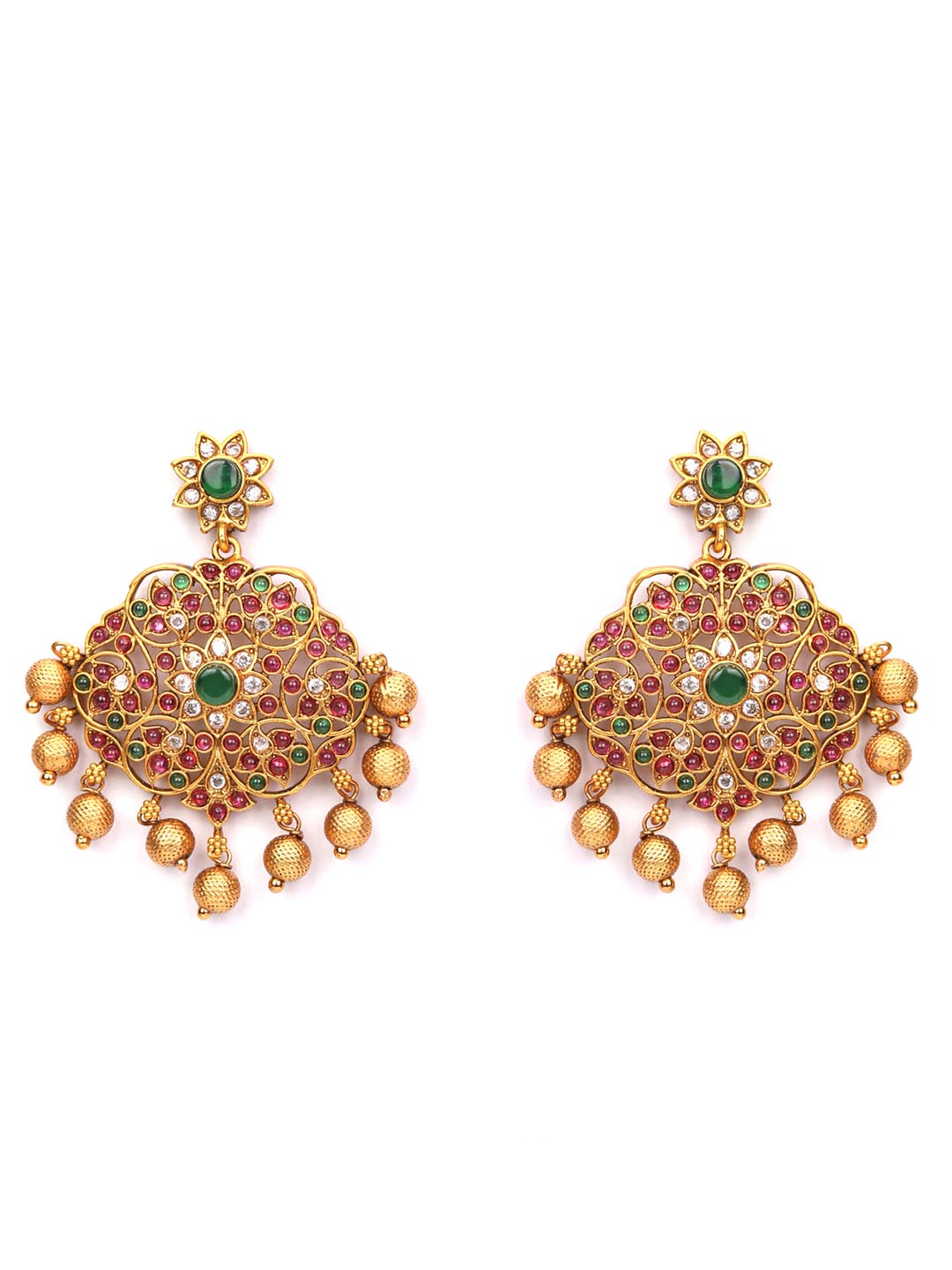 Priyaasi Women Multi-Color Kemp Stones American Diamond Gold Plated Jewellery Set - Grab2buy