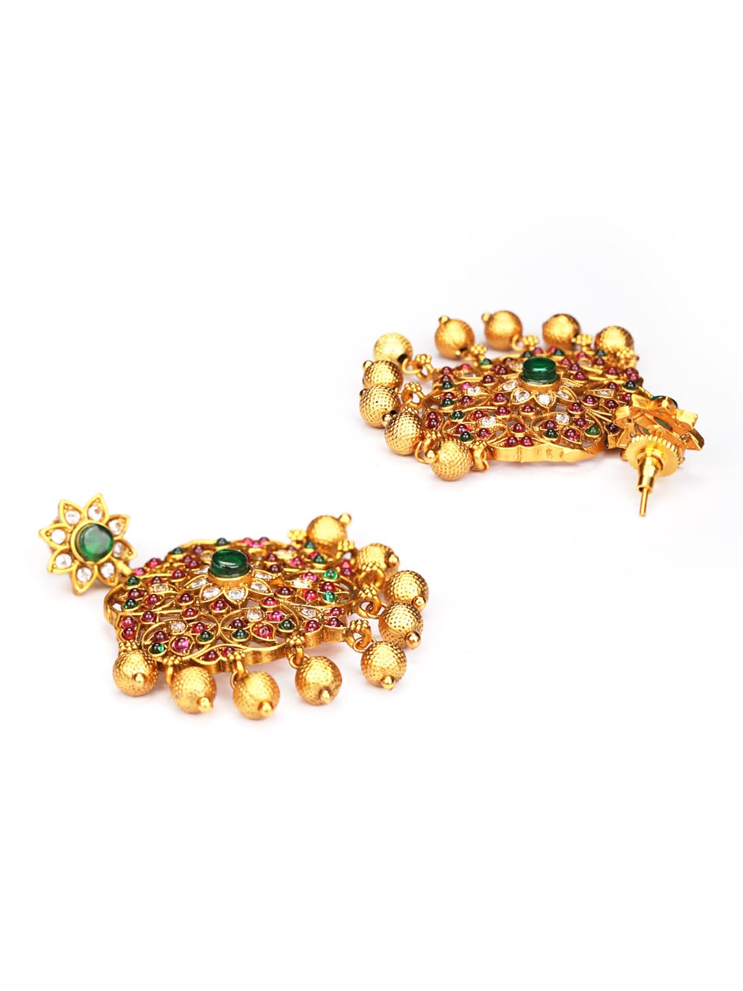 Priyaasi Women Multi-Color Kemp Stones American Diamond Gold Plated Jewellery Set - Grab2buy
