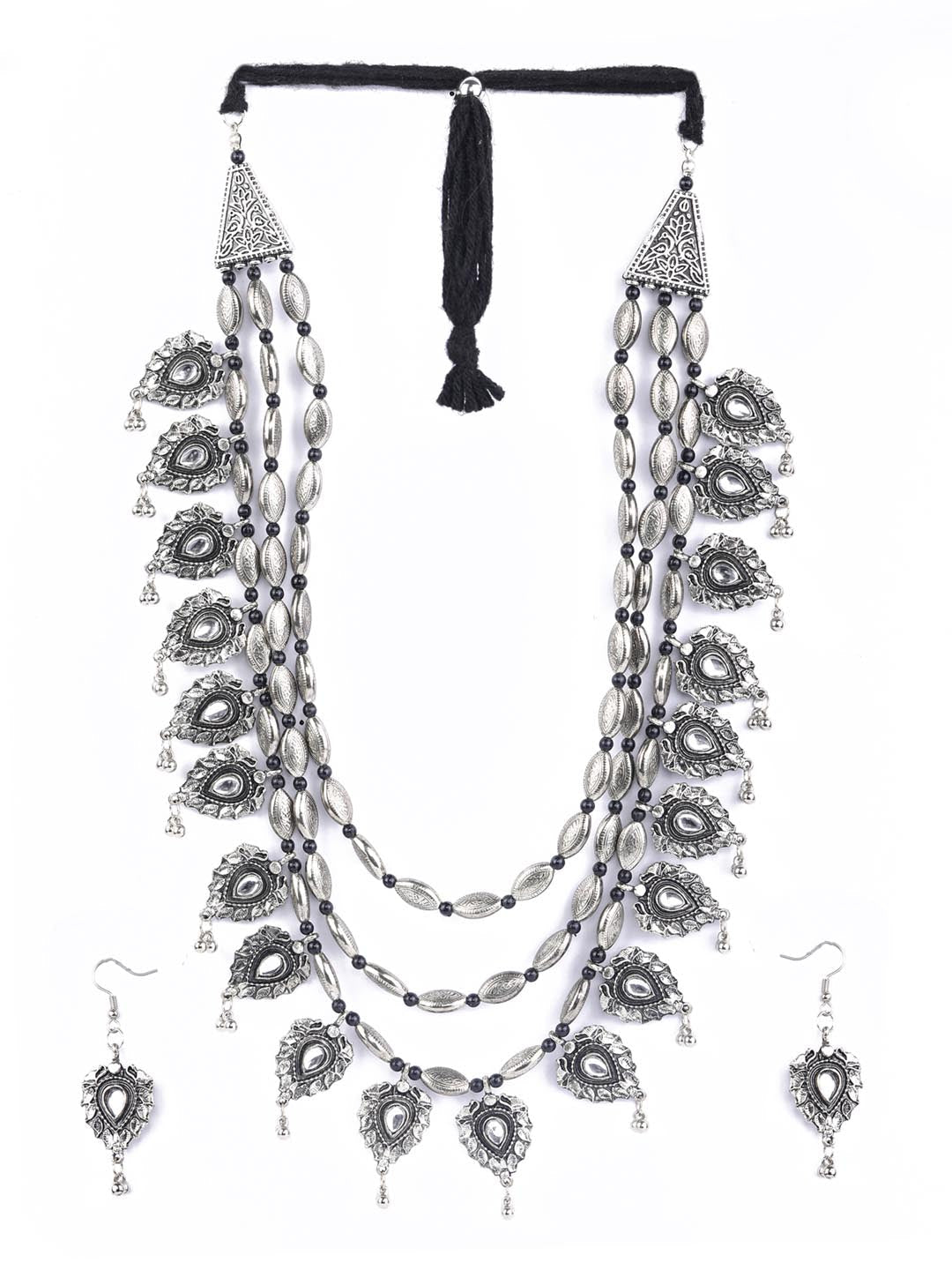Priyaasi Women Kundan Stones Studded Silver Plated Jewellery Set - Grab2buy