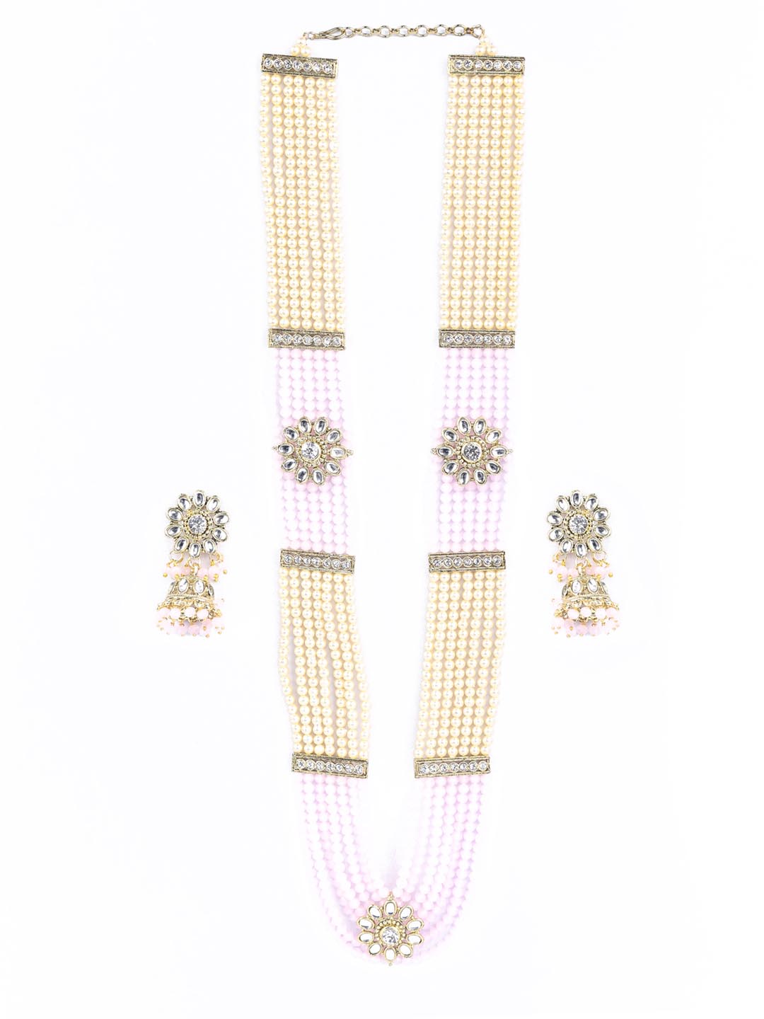 Priyaasi Women Pink Kundan Gold Plated Raani Haar Jewellery Set - Grab2buy